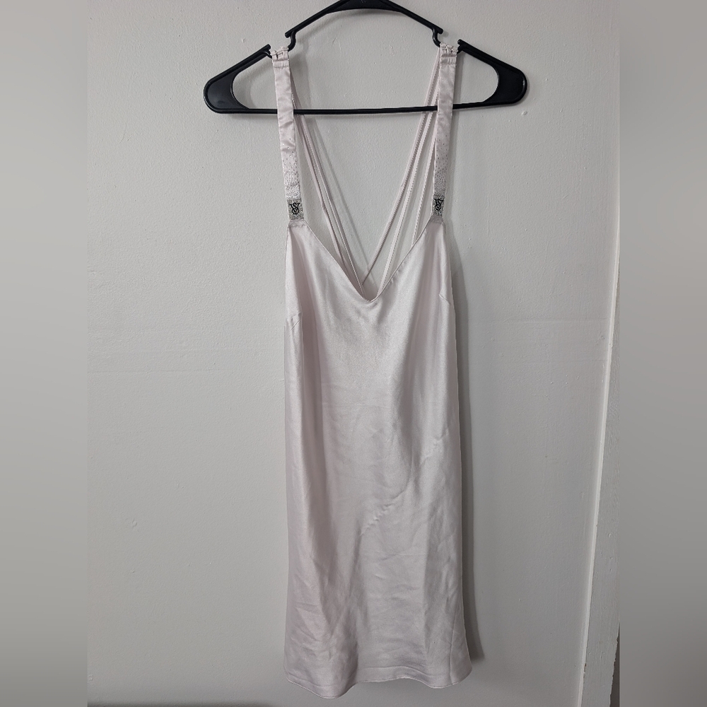Victoria's Secret Scattered Shine‎ Strap Satin Slip Dress Coconut White - Picture 3 of 7